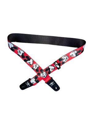 Buckle-Down Mickey Mouse Expressions Red Black White 2 Inches Wide guitar strap.